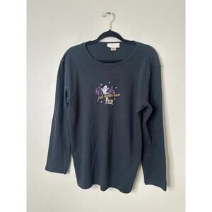 Vintage MC Sportswear Womens 1X Sweatshirt Top Halloween Ghoul Ghost Black